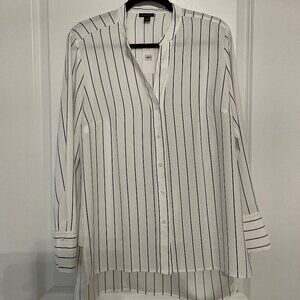 Ann Taylor Medium Striped Button Front Blouse Long Sleeve